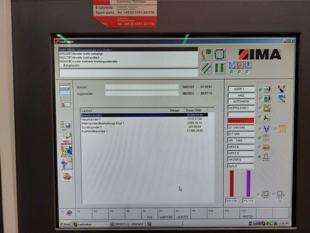CNC processing centre / IMA / BIMA CUT 120/300