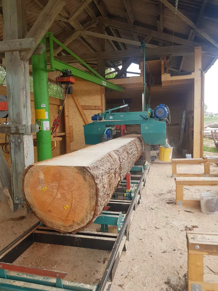 complete log band sawmill with double edger and wood excavator / Winter / 