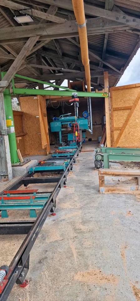 complete log band sawmill with double edger and wood excavator / Winter / 