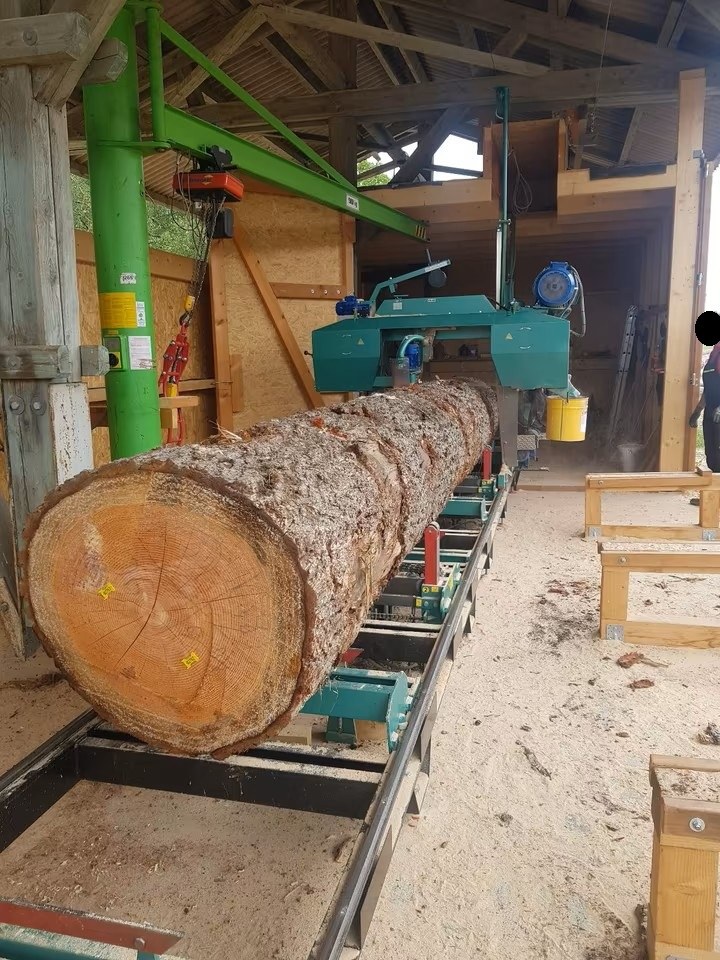 complete log band sawmill with double edger and wood excavator / WINTER / 