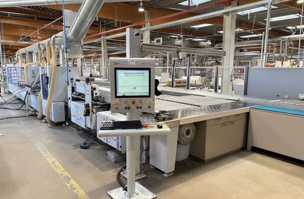 single-sided edge banding machine with loading table and workpiece return / HOMAG / Profi KFL350/12/A3/L/WZ