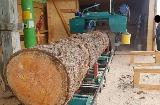 complete log band sawmill with double edger and wood excavator / WINTER / 
